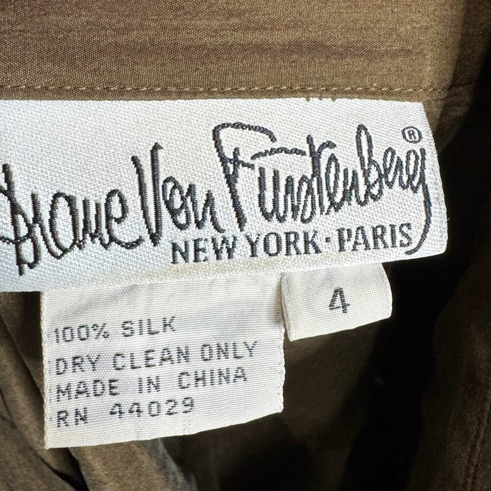 Vintage Diane Von Furstenberg Paris‎ New York Button Front Silk Blouse Women's 4 - Picture 8 of 9